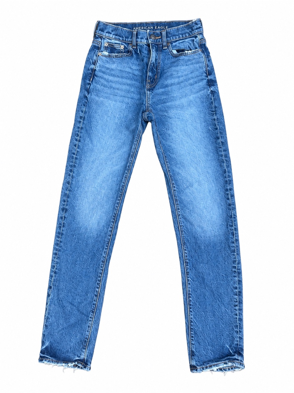 American Eagle Stretch Straight Leg Raw Hem Jeans Size 00 Regular